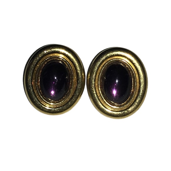 Retro MONET Meets Fabulous Purple Gem Earrings - Picture 7 of 9